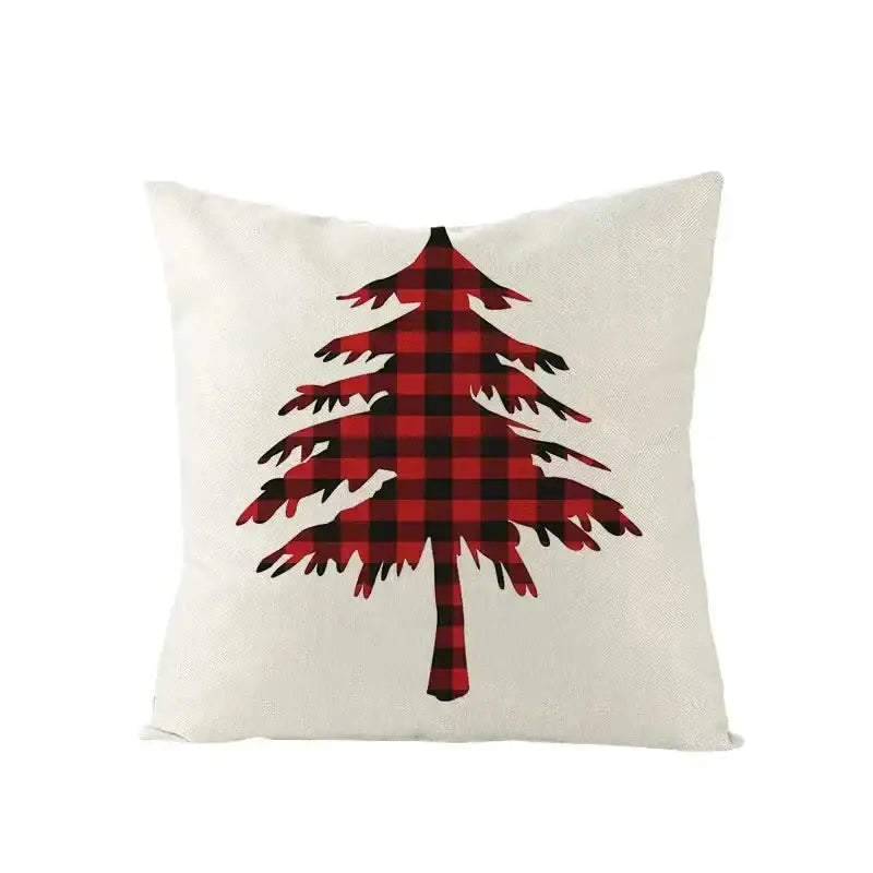 Farmhouse red christmas elk pillowcase living room embroidered decor