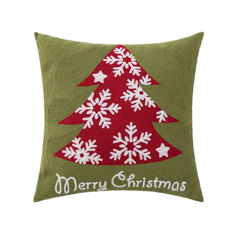 Red snowflake embroidered cushion cover living room velvet pillow