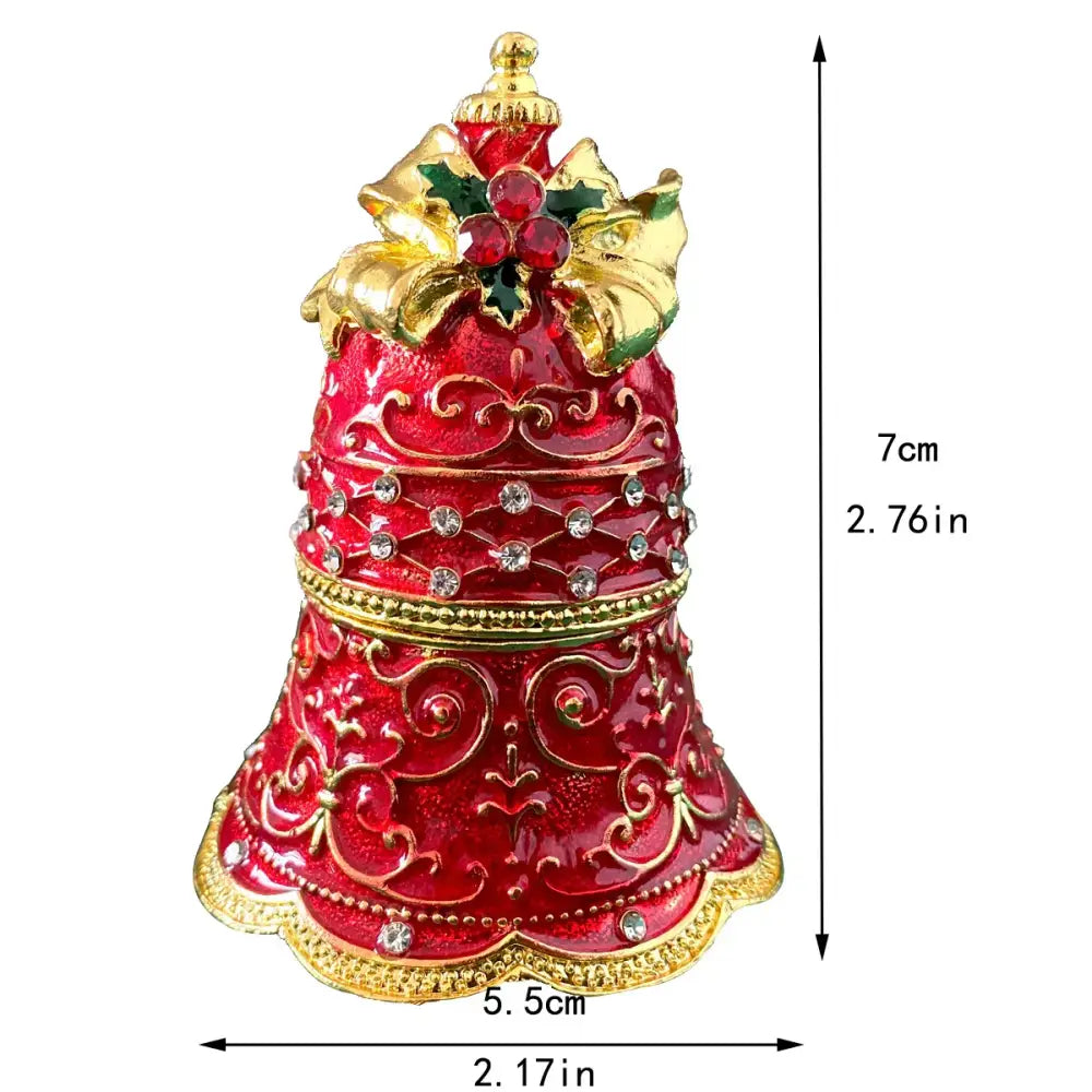 Christmas red & gold bow jewelry trinket box bedroom decor