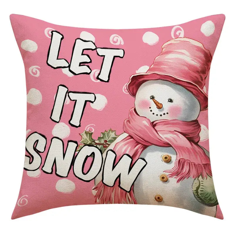 Vintage santa claus and snowman print pillowcase set living room decor