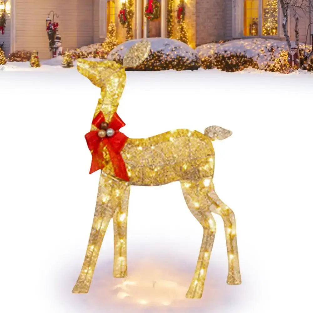 Golden illuminated christmas reindeer – outdoor led light