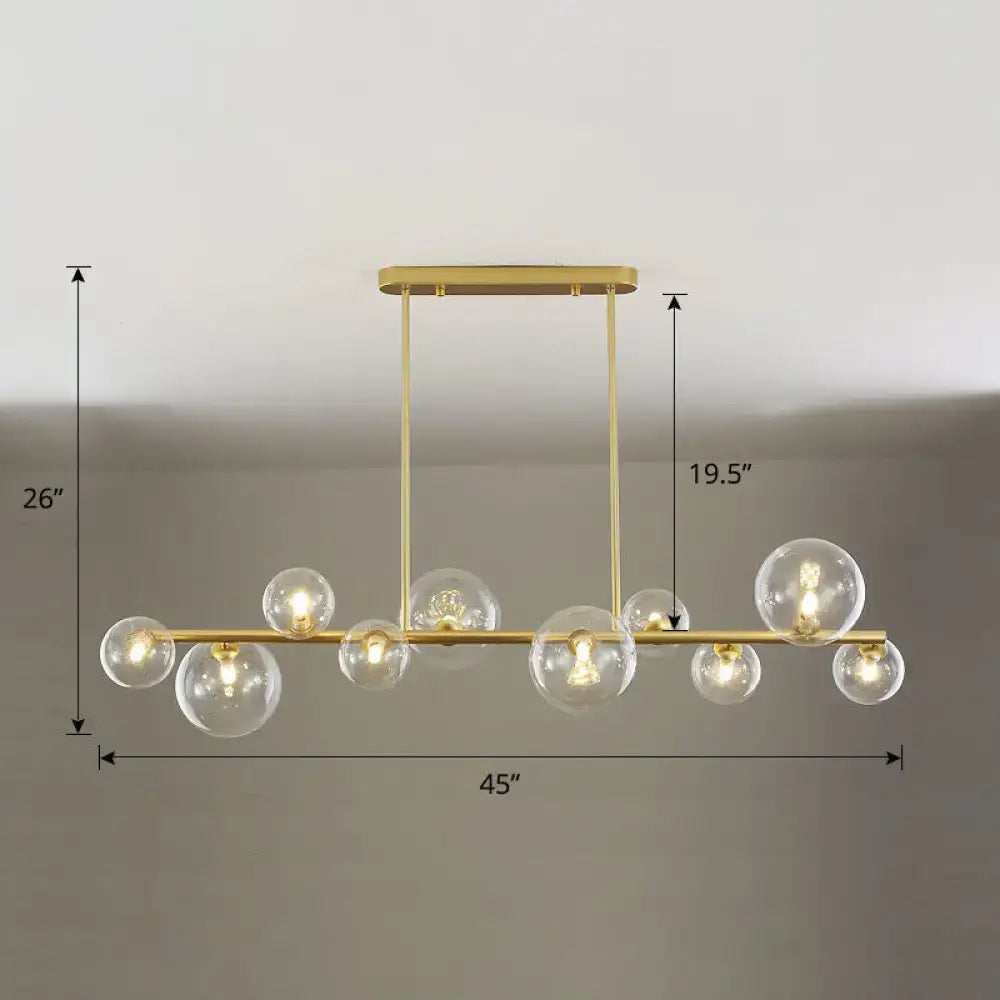 Contemporary black 5-light clear glass bubble chandelier dining room