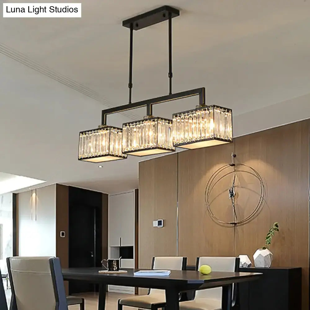 Contemporary black & crystal island light fixture dining room lamp