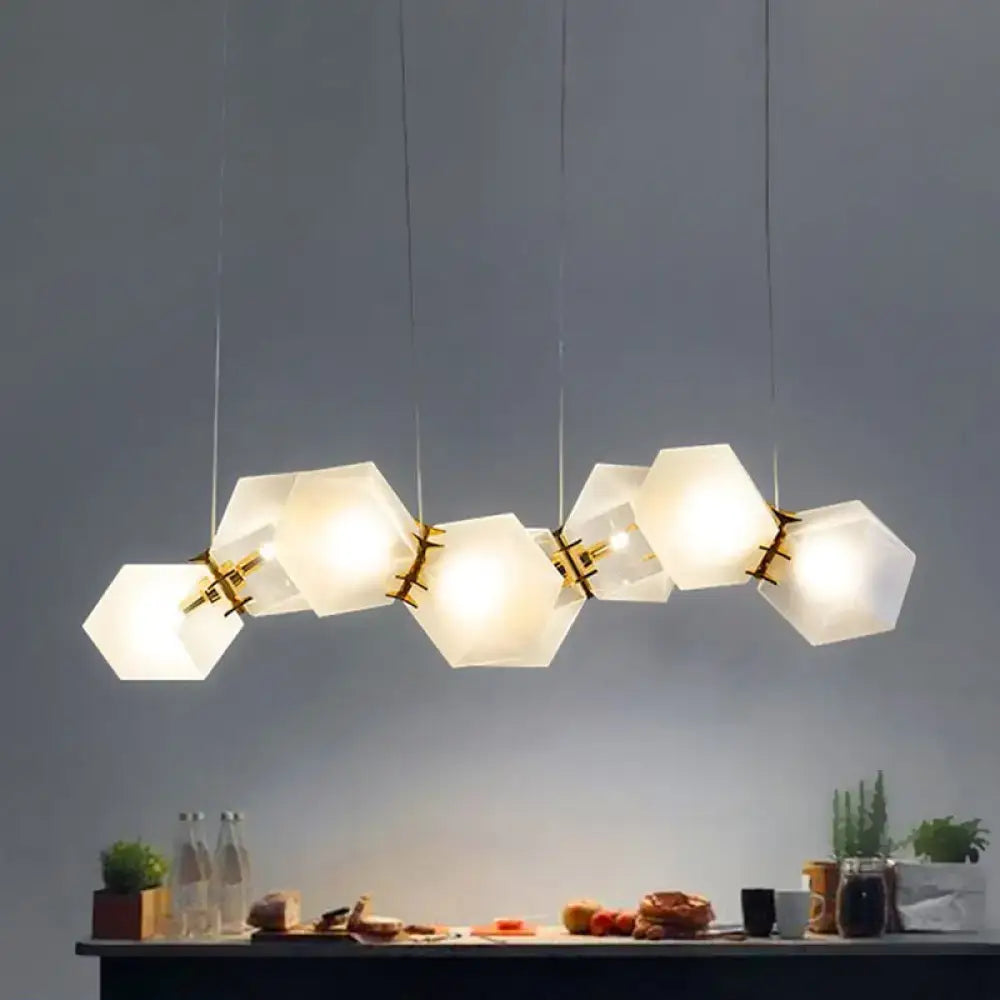 Modern frosted white glass honeycomb island lamp dining room light