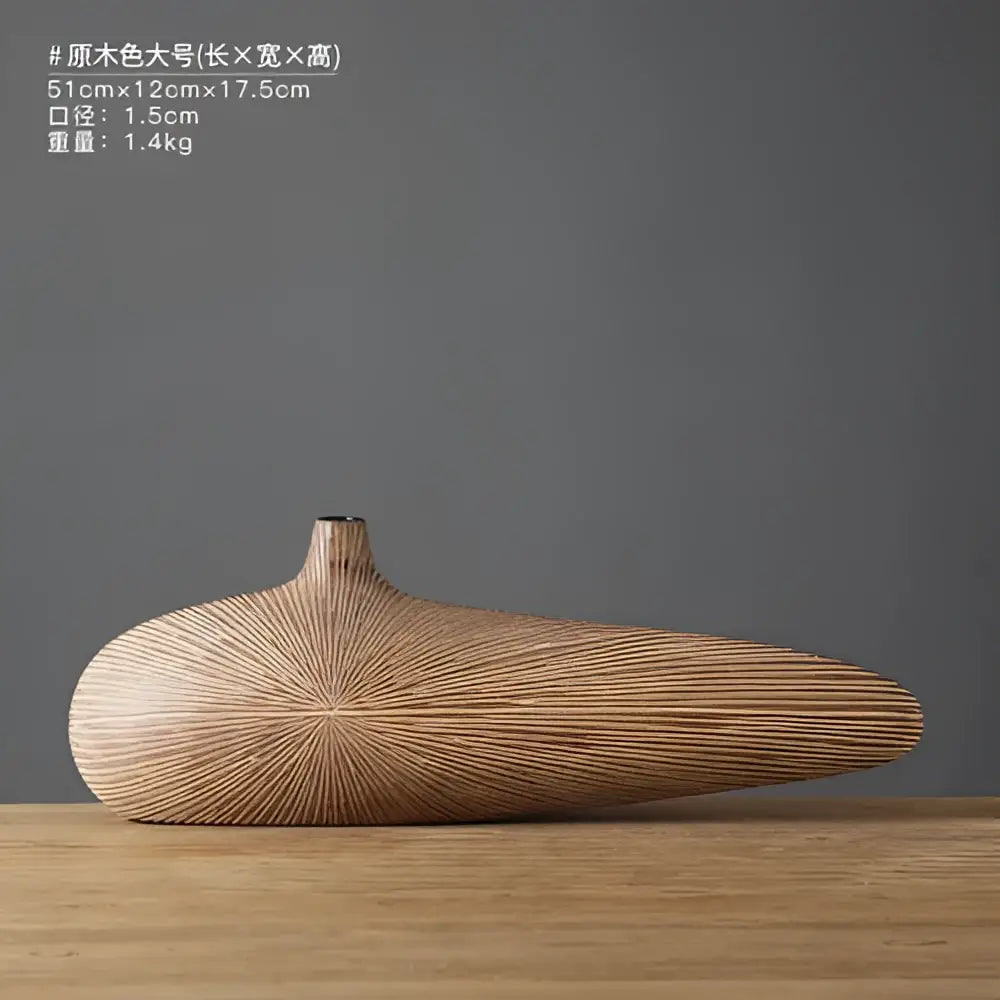 Contemporary light brown resin vase living room organic grooved decor