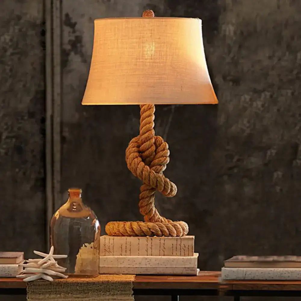 Rustic flaxen rope table lamp bedroom country style light