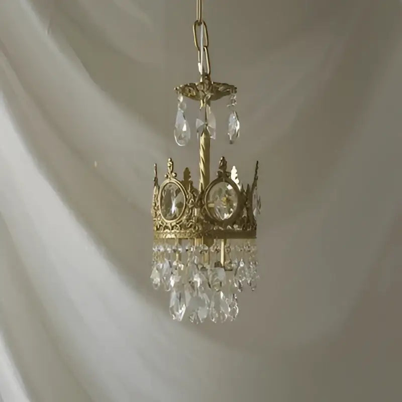 crown crystal chandelier gold pendant light for bedroom
