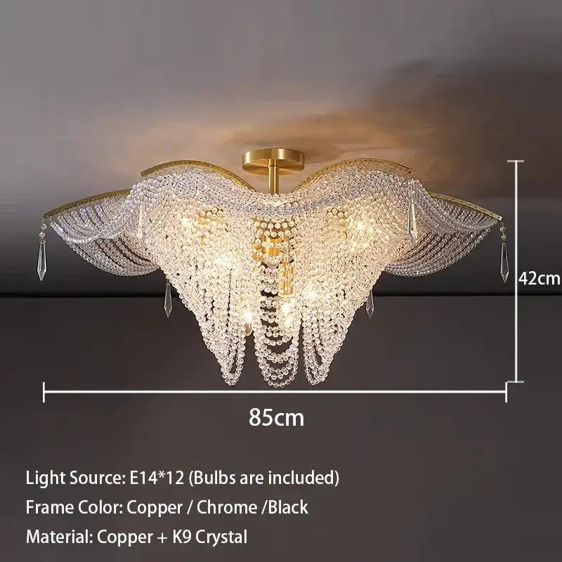 crystal butterfly gold tassel chandelier living room light