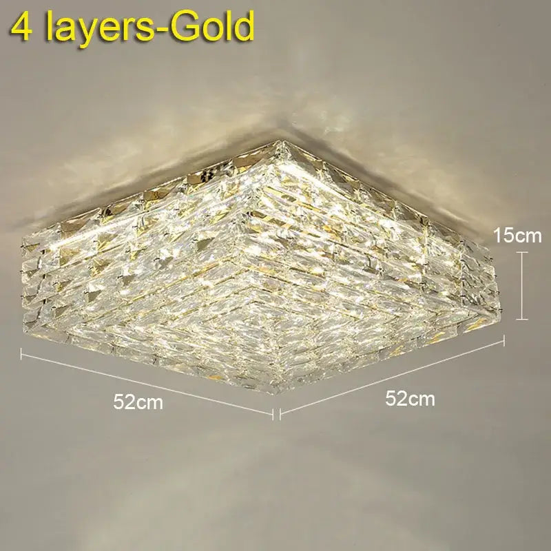 Modern geometric clear crystal ceiling lamp for living room