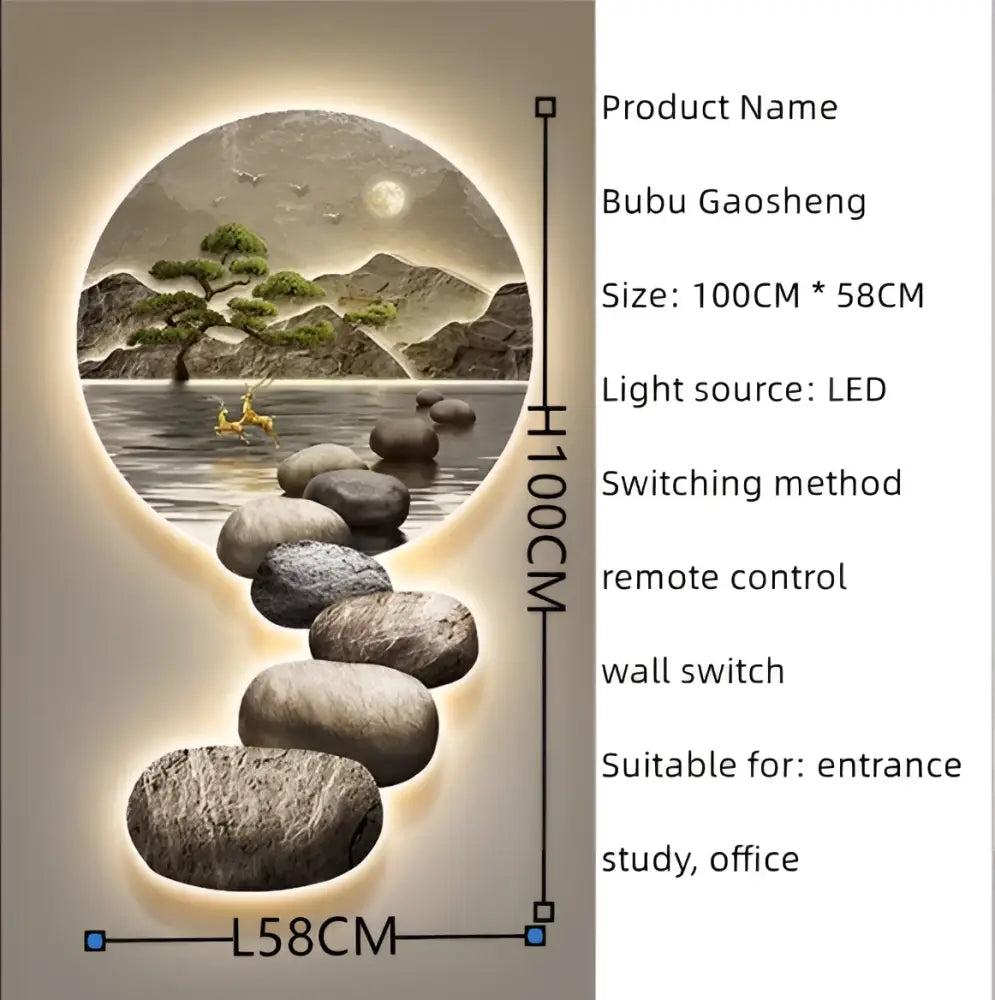 Modern ceramic led wall lamp moonlight landscape living room decor