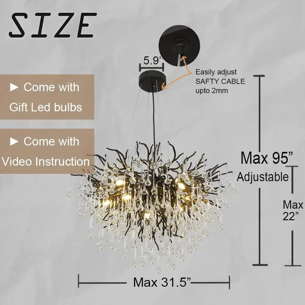crystal chandelier black & gold ceiling lamp dining room