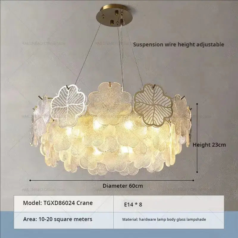 French modern gold crystal chandelier living room glass petal light