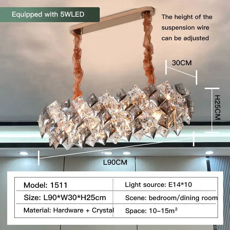 Modern gold crystal chandelier for dining room