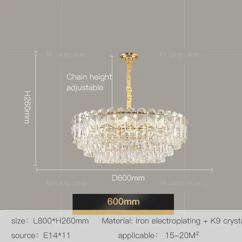 Modern luxury gold crystal chandelier dining room light
