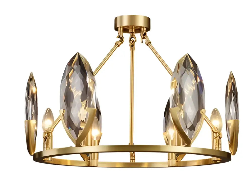 Luxury gold circular crystal chandelier living room led light