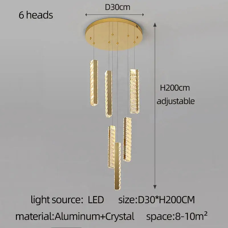 Modern golden crystal chandelier led dining room light