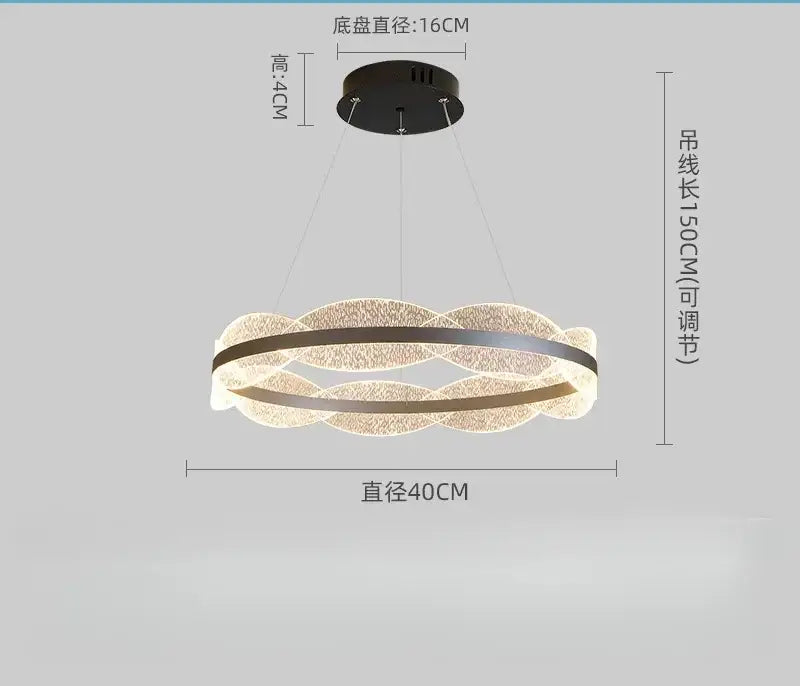 Modern black & gold crystal chandelier led pendant light living room