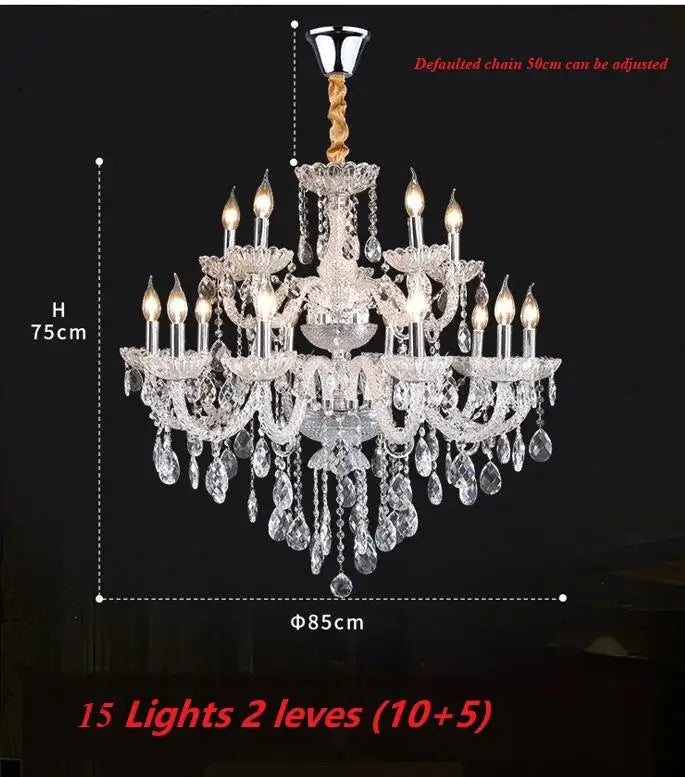 Luxury multi tiered crystal chandelier light for living room