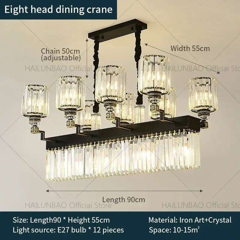 crystal chandelier light black & gold dining room luxury