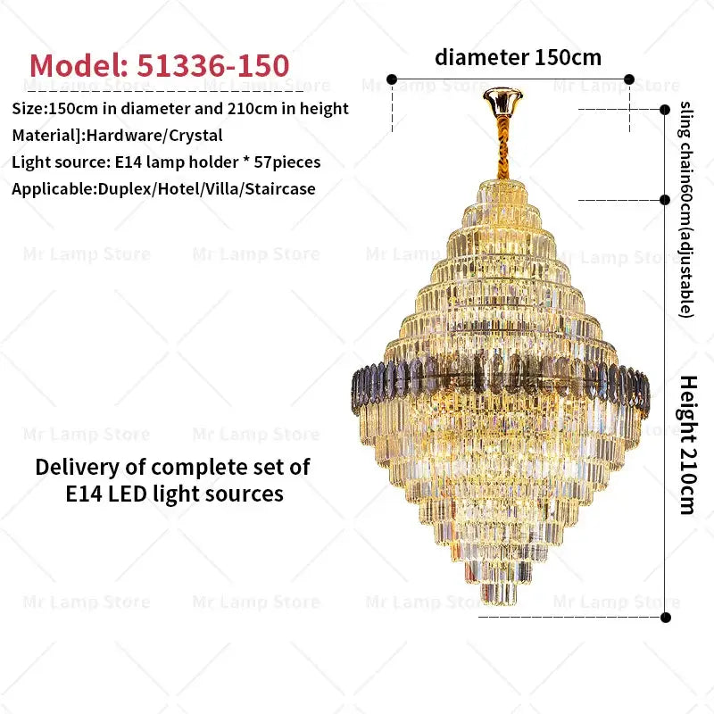 crystal chandelier amber & clear stairwell lighting