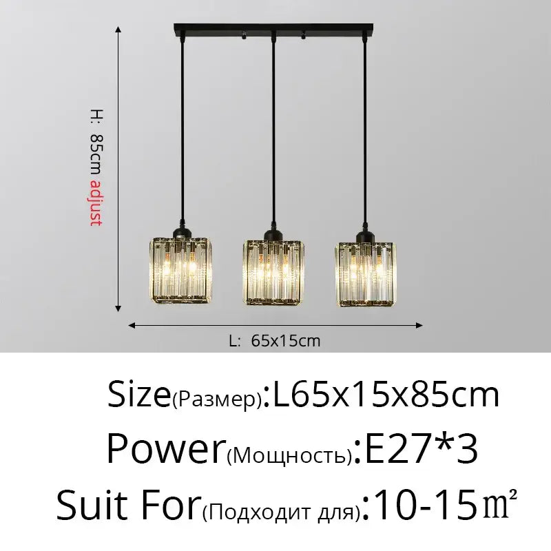 Modern gold crystal chandelier dining room pendant light