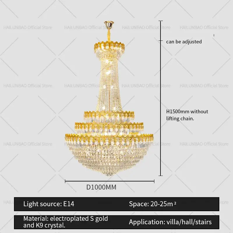 crystal chandelier gold multi tiered living room light