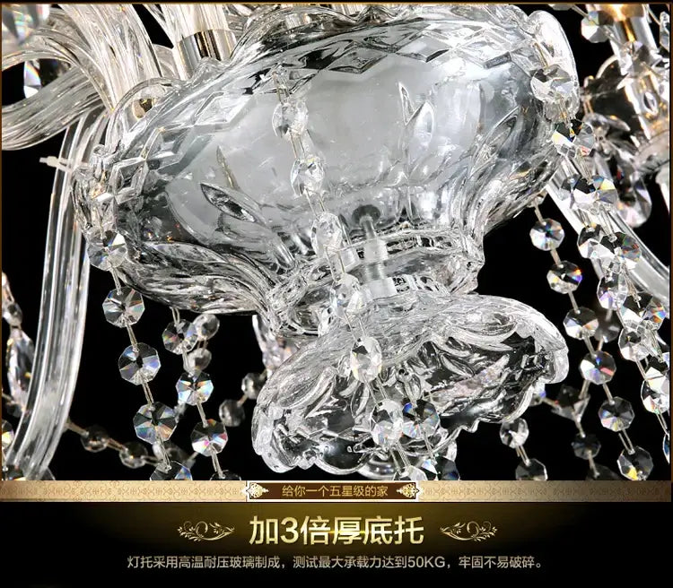 Luxury modern silver crystal chandelier living room light fixture