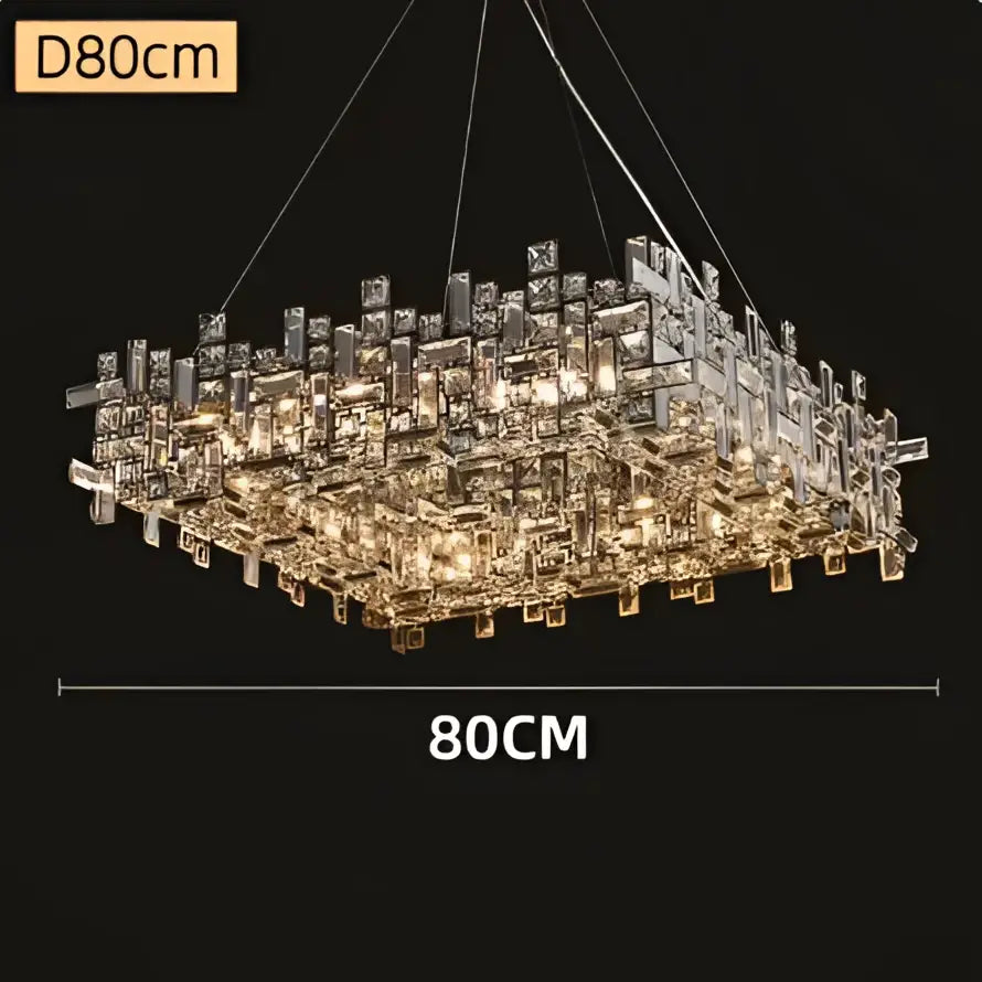 Modern rectangular gold crystal chandelier for dining room