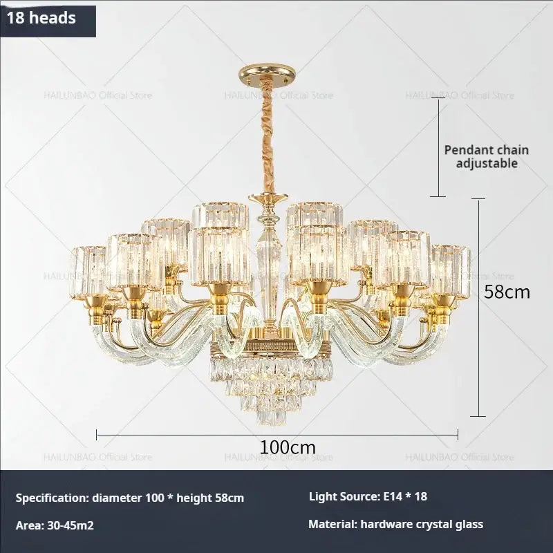 crystal chandelier gold glass prism lamp for living room