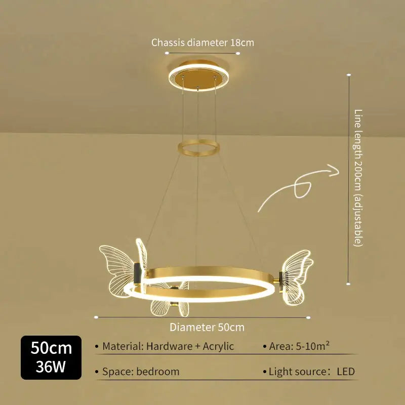 Modern gold butterfly crystal chandelier dining room led light