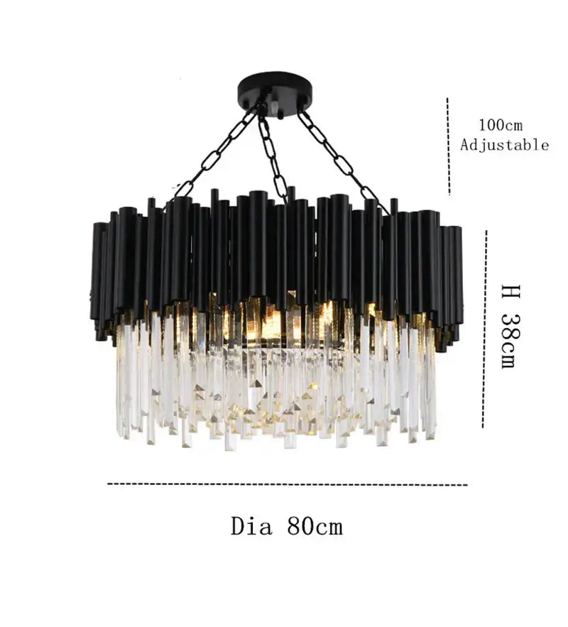Modern black & gold crystal chandelier for bedroom