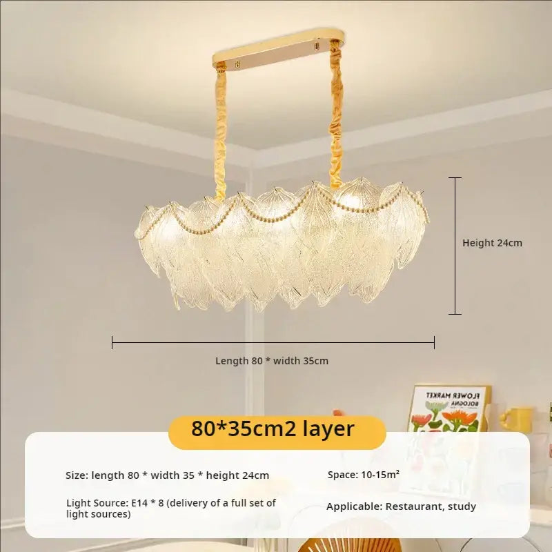 Modern gold crystal chandelier for living room glass leaf