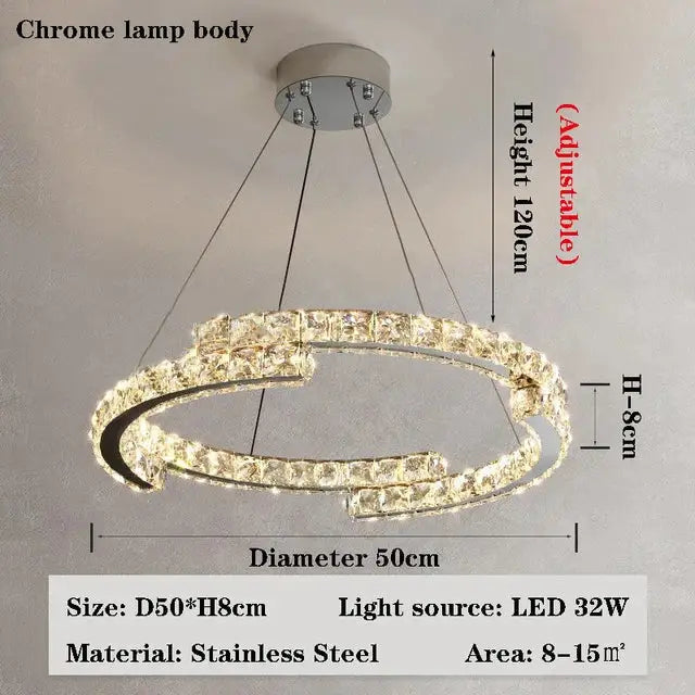 Modern double ring crystal chandelier for living room