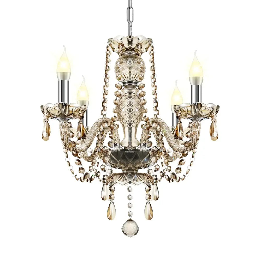 Luxury cognac gold crystal chandelier pendant light for dining room