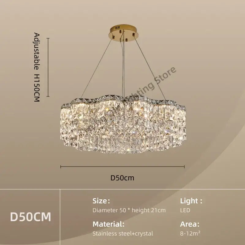 Modern circular crystal chandelier pendant light for dining room