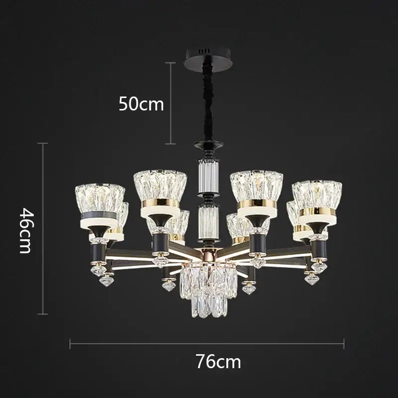 Luxury gold multi tiered crystal chandelier pendant light dining room