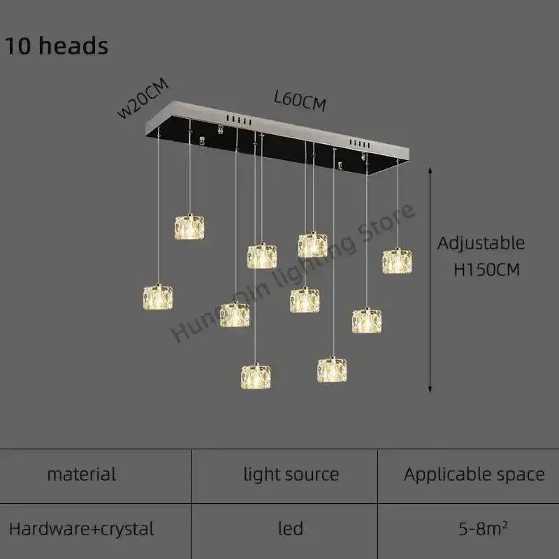 Modern black & silver crystal chandelier pendant light dining room