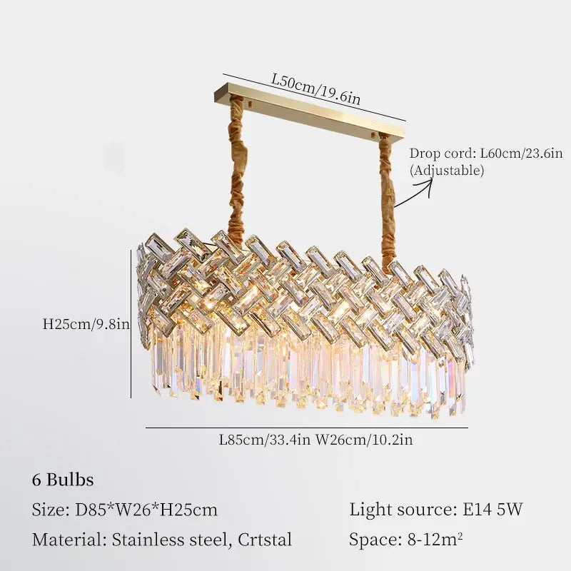 Modern gold crystal chandelier pendant lights dining room luxury