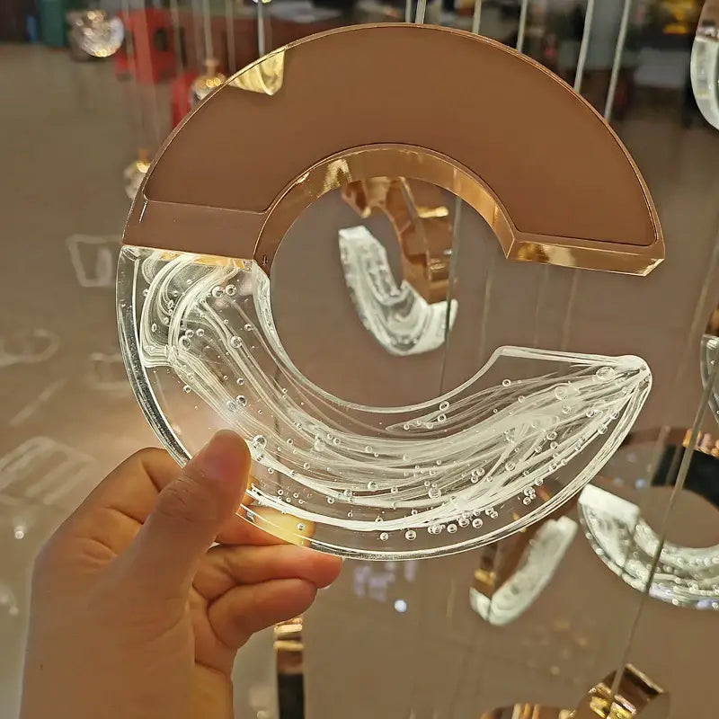 Modern golden crystal chandelier ring lamp for dining room