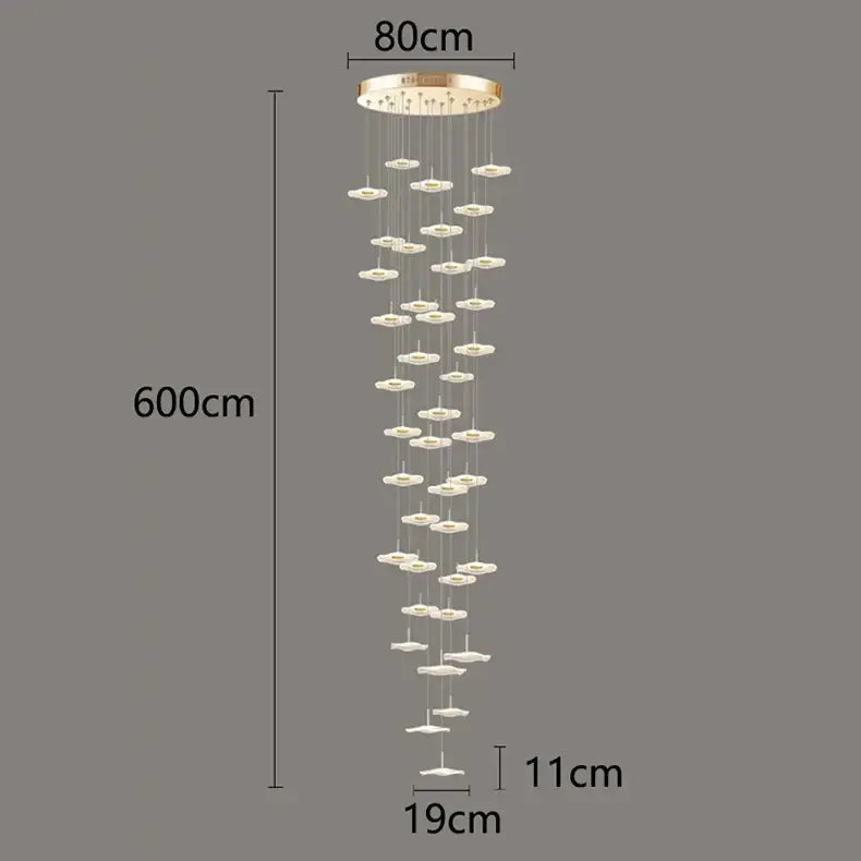 Modern white petal crystal chandelier stair pendant living room light
