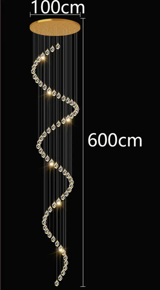 Modern gold crystal chandelier stairwell living room pendant light