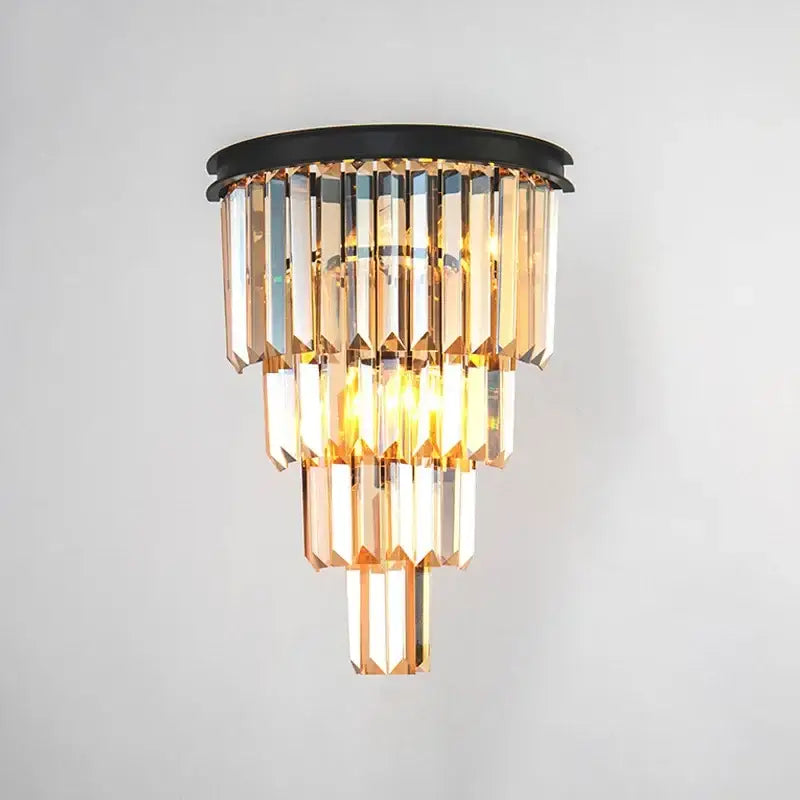 Decorbites crystal gold chandelier black & amber living room light