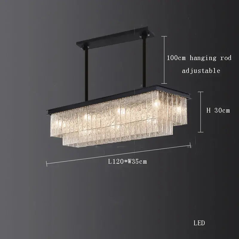 crystal led chandelier gold rectangular dining room light