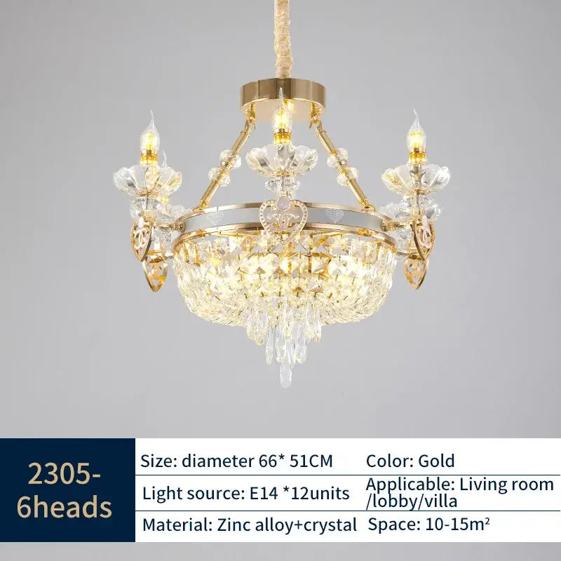 crystal luxury gold chandelier for living room