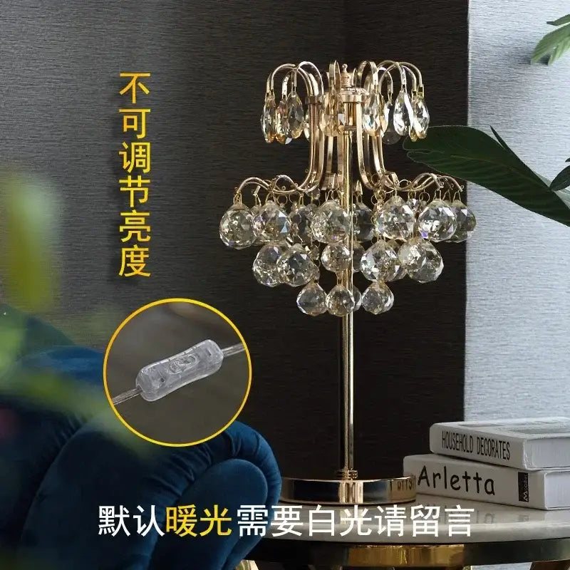 crystal table lamp golden chandelier bedroom light
