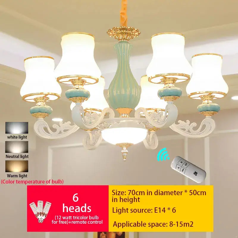Decorbites deluxe duplex living room chandelier white & blue glass