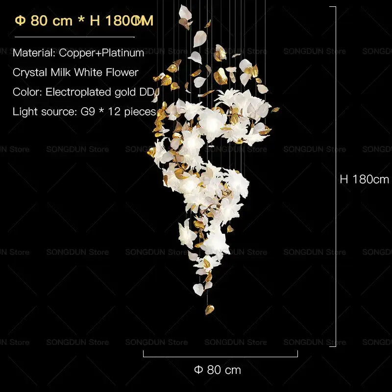 elegant villa white & gold chandelier living room light