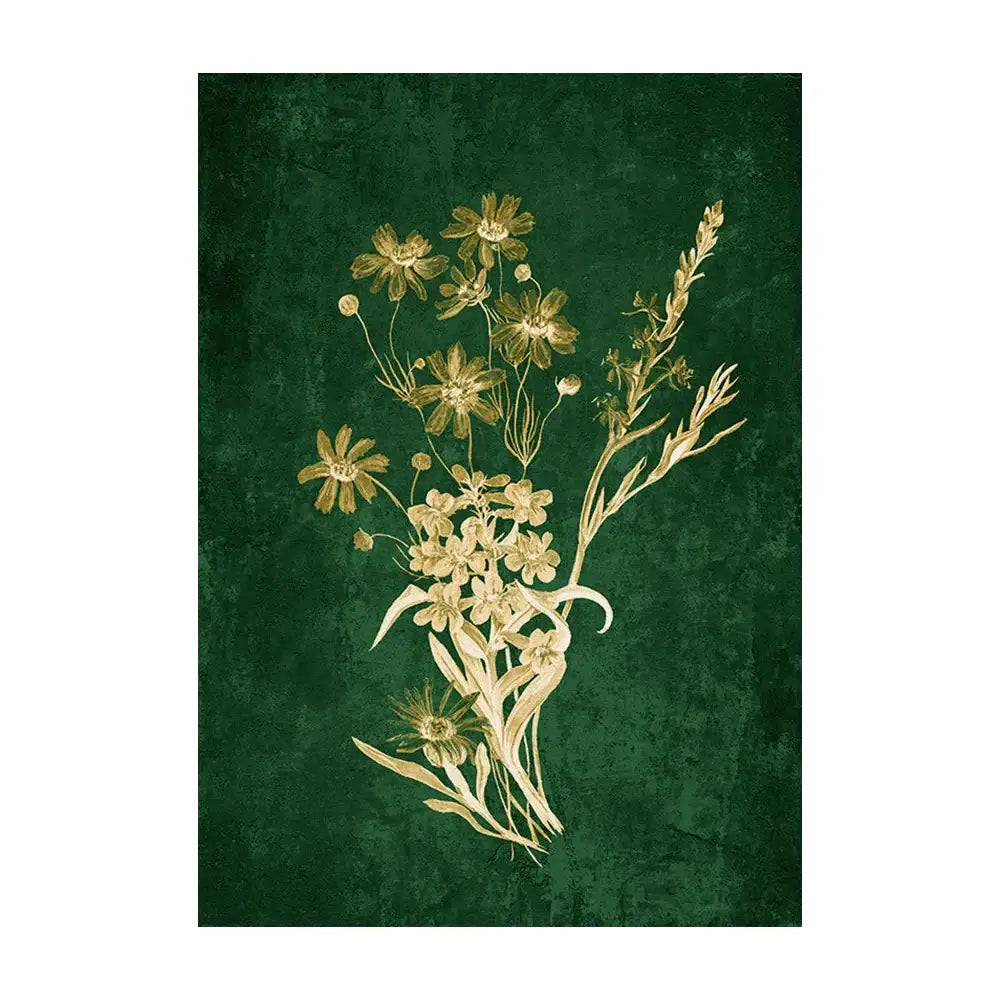 Emerald green lily botanical wall art – living room framed print