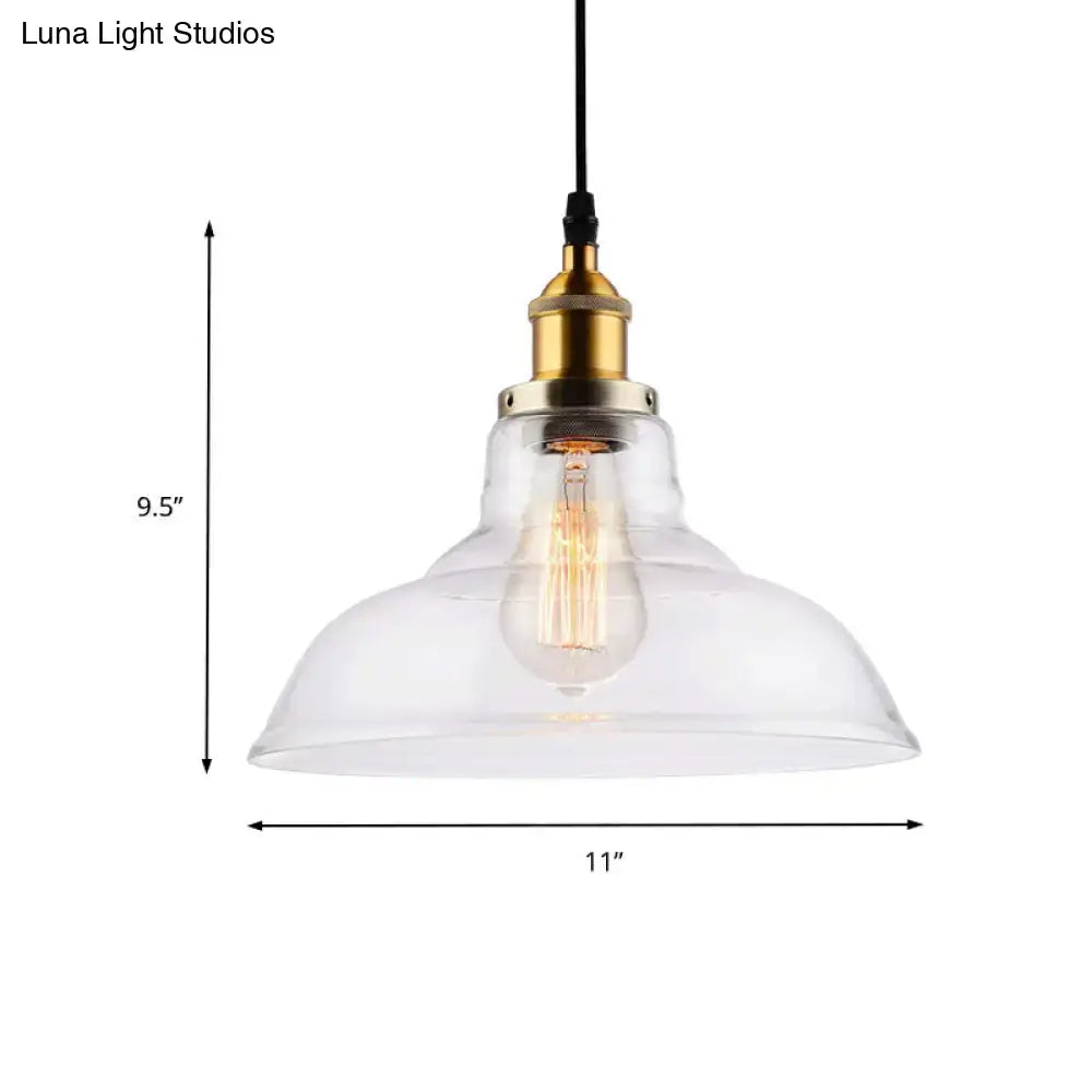 Farmhouse brass clear glass pendant light for dining room