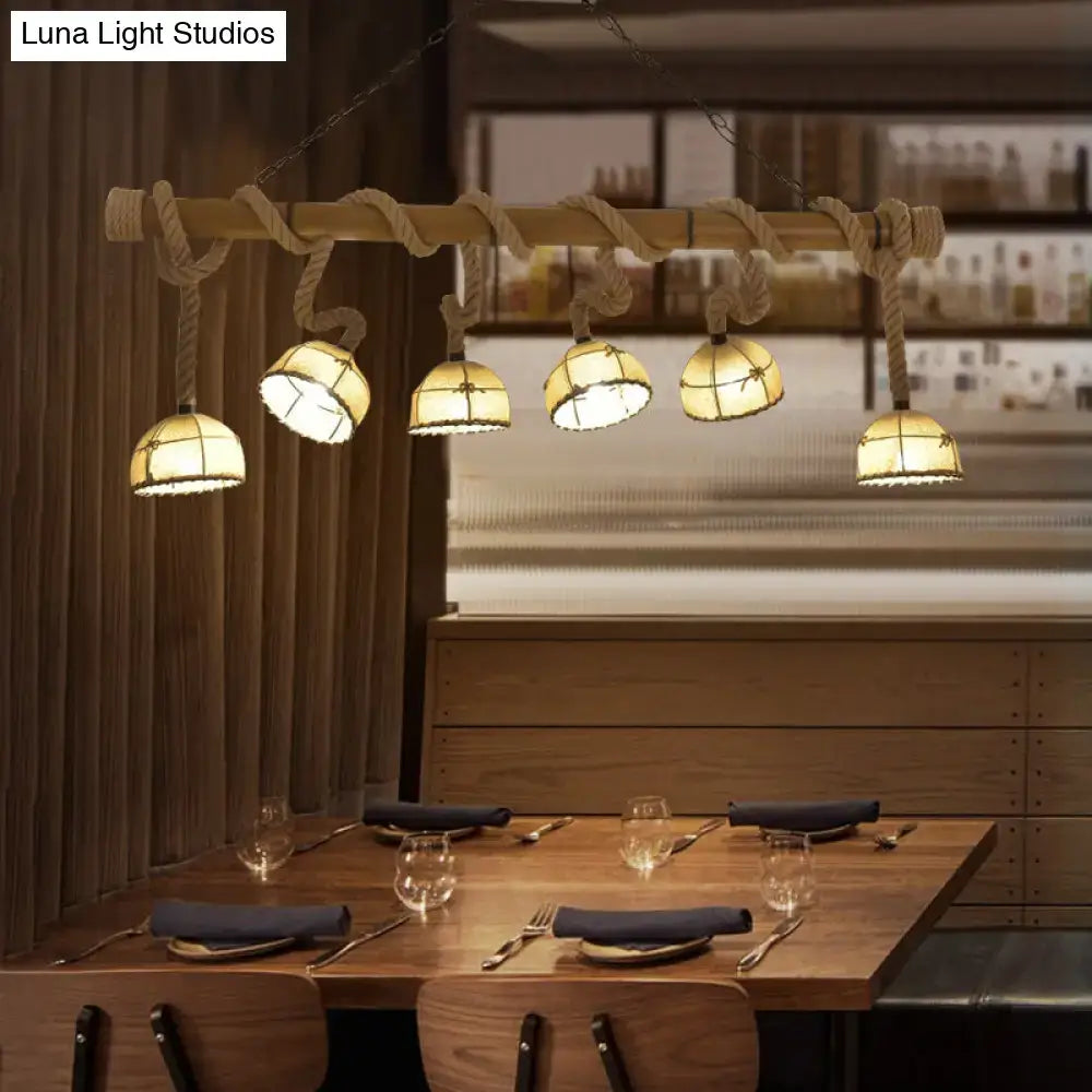 Nautical rope farmhouse wood bowl pendant light dining room
